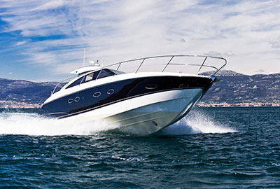 image of boat on lake Michigan